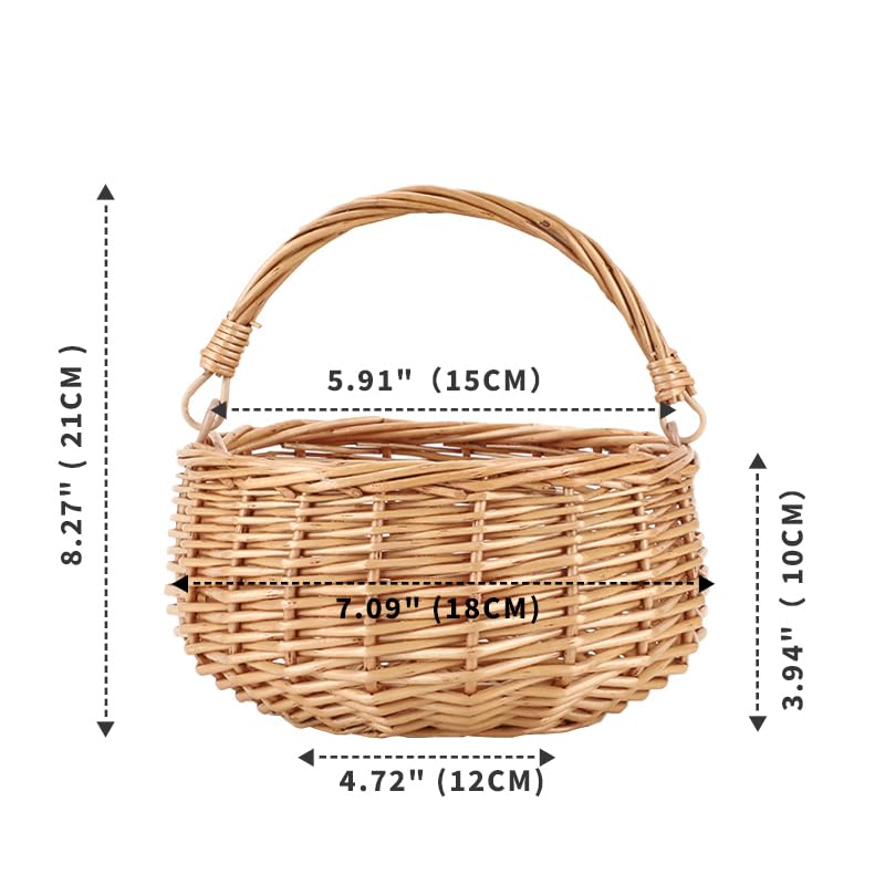 SHCMSADO Small Gift Wicker Picnic Basket with Handle Willow Flower Girl Basket for Weddings Garden and Home Decor -Wicker Storage Basket-Natural - Image 3